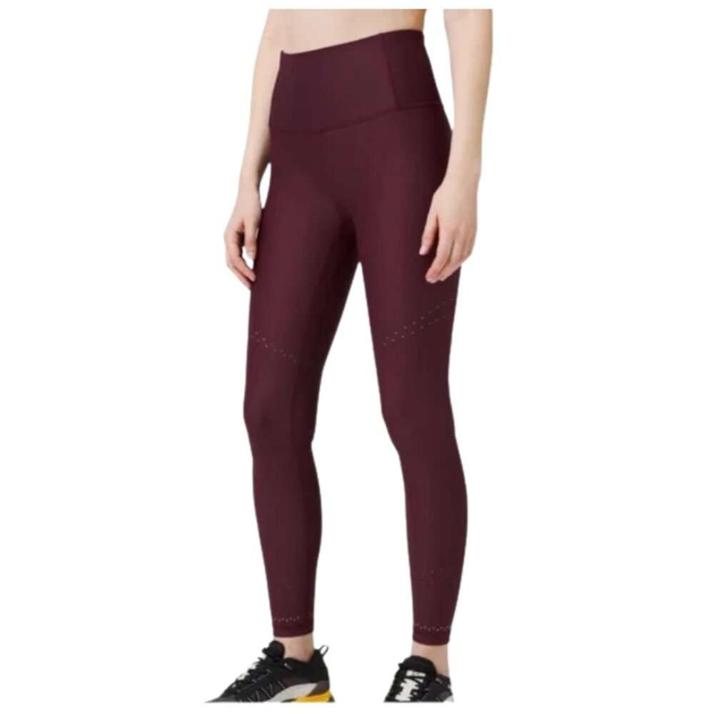 Lululemon Zoned In Tight Leggings 27" Garnet Maroon Plum Women's Size 8